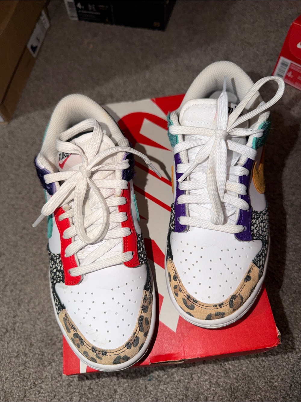 Nike Women’s Multicolor Low-Top Sneakers — White, Red, Purple, Teal, Leopard